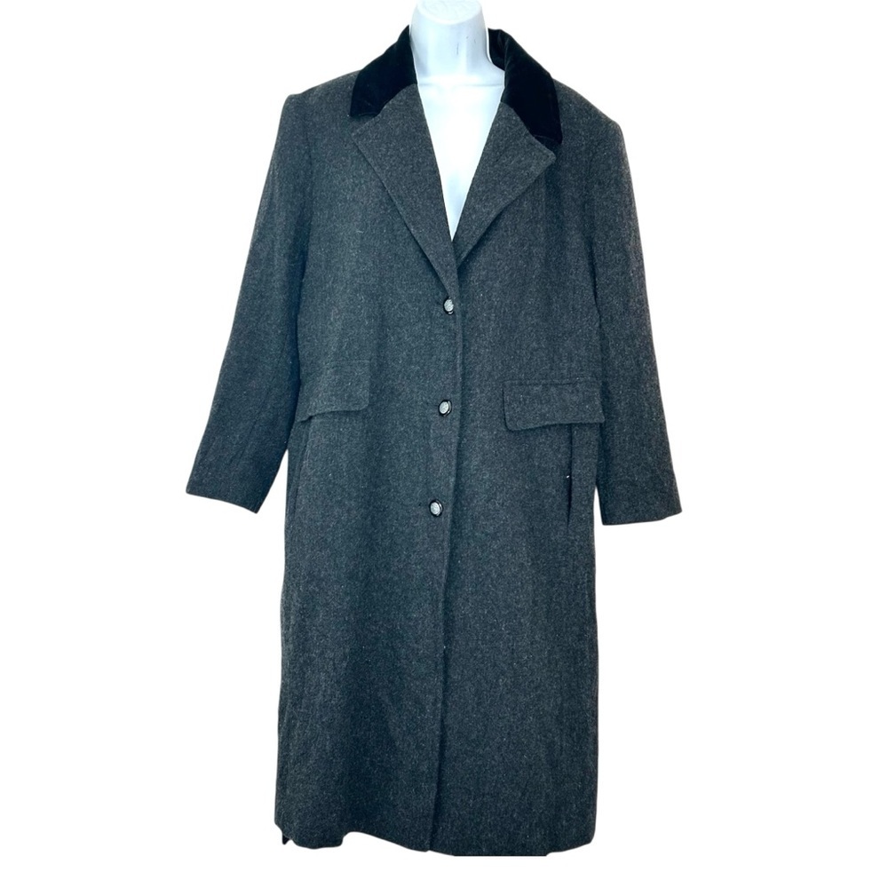 Forecaster Vintage Wool Long Trench Coat Size 12 Gray Union USA
